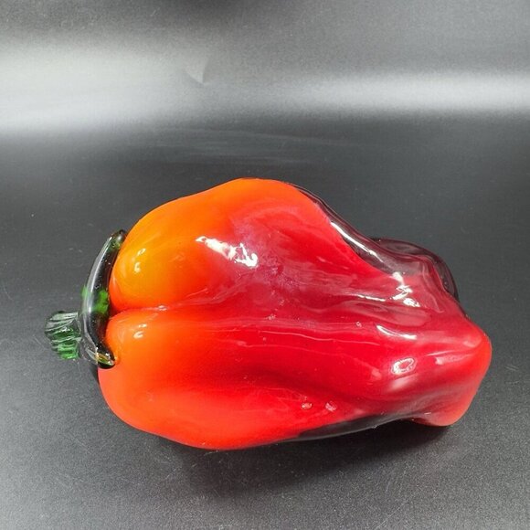 Vintage 1990s Art Glass Bell Pepper Large Red Pepper Figurine Glass Paperweight - Picture 14 of 15